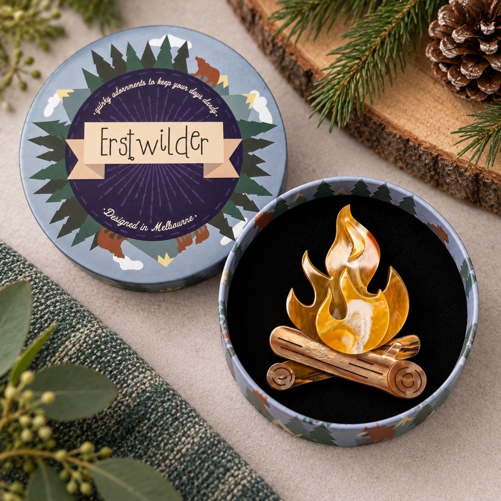 Erstwilder Brooch 2020 Campsite Comfort Campfire Resin Pin Jewelry Limited